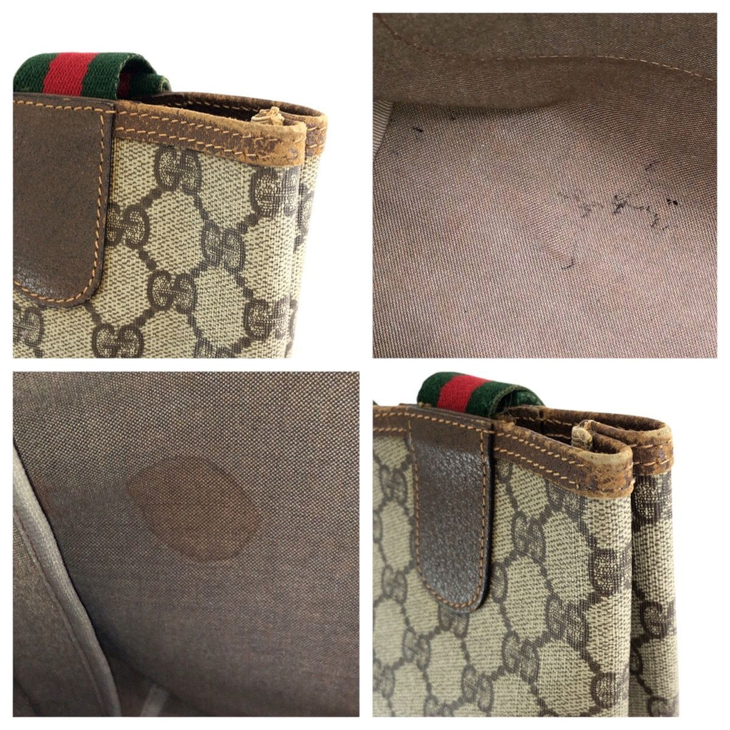 Gucci Vintage Sherry Line Beige Brown GG Supreme Canvas Tote Shoulder — view 6