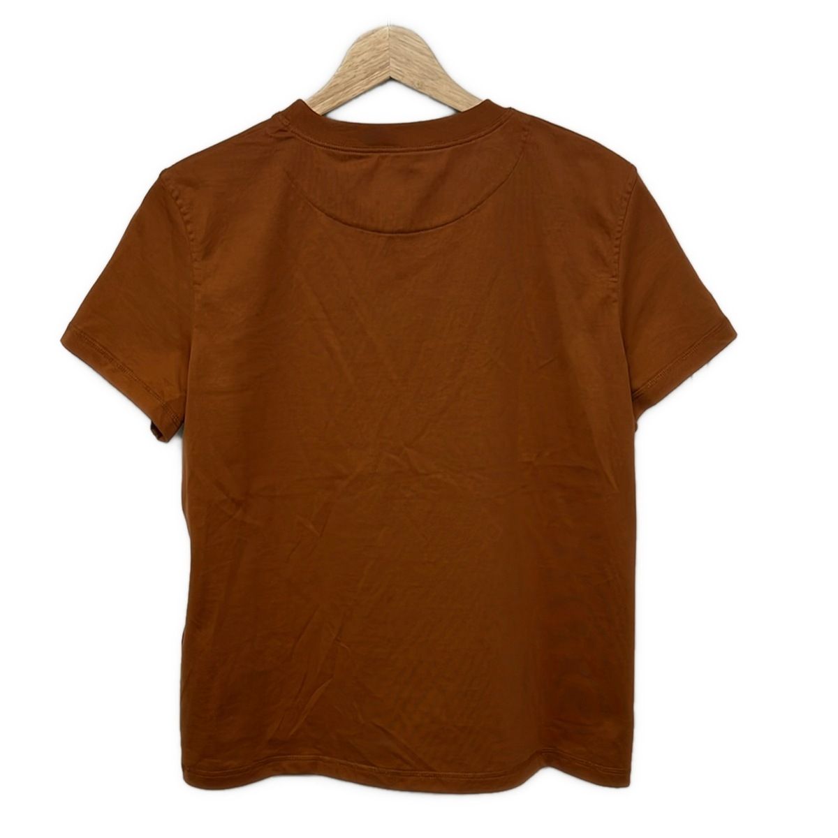 Hermes Short Sleeve T-Shirt 40 M Brown Crew Neck Mosaic Embroidered Pocket — view 2