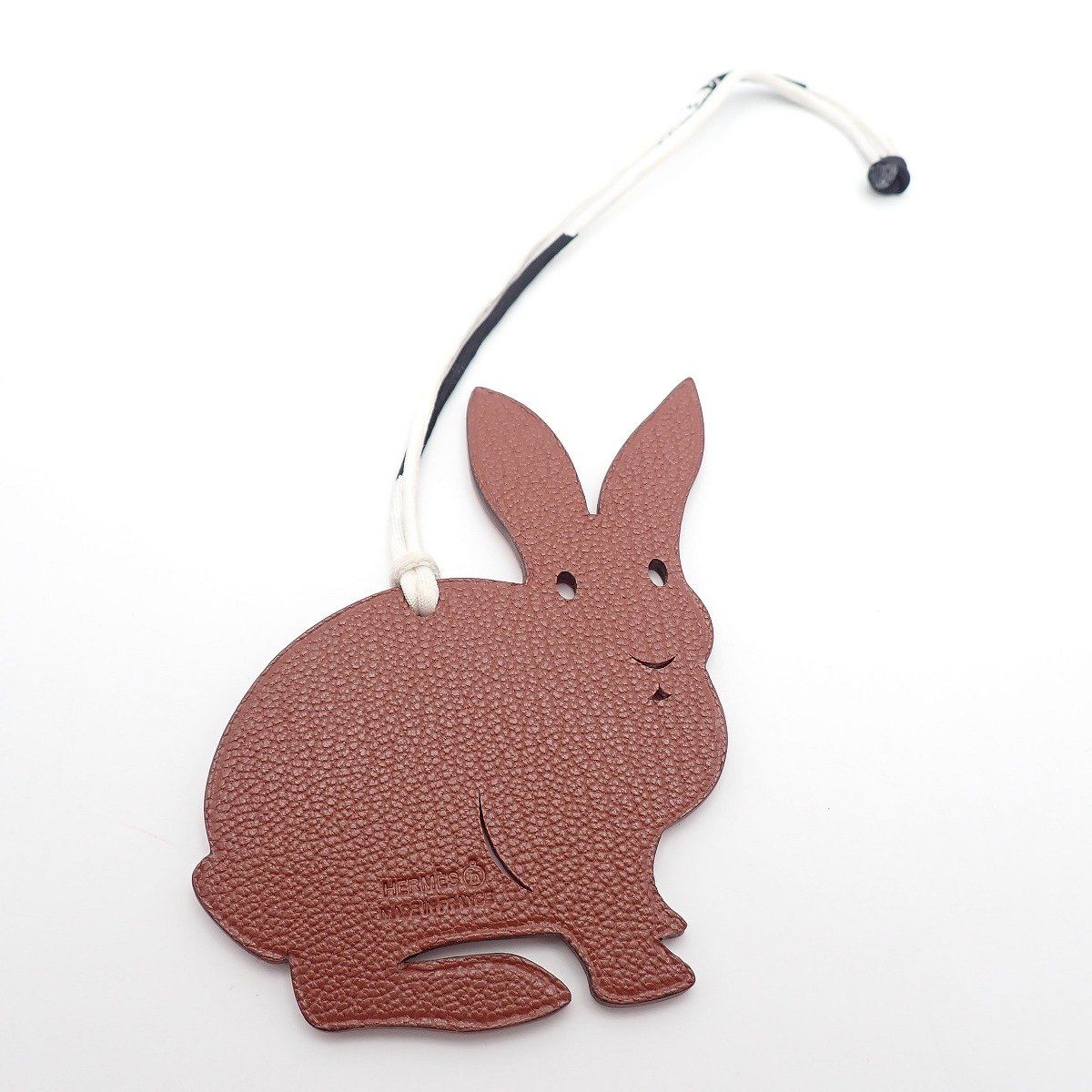 Hermes Petit Ash Charm Rabbit Pink Brown Pawn Keychain — view 2