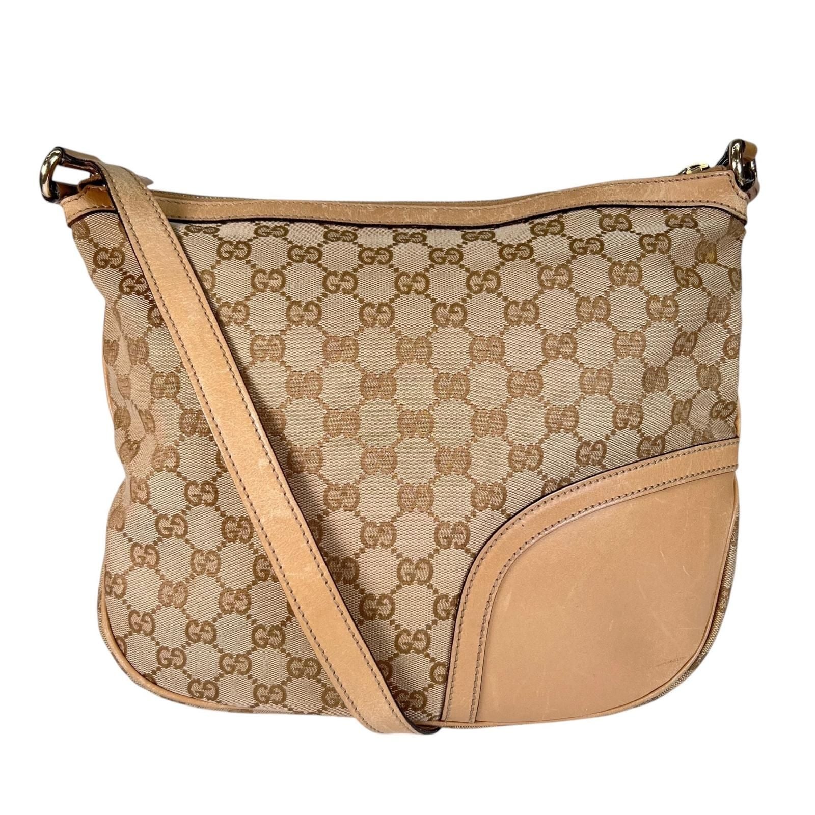 Gucci Horsebit Guccissima Canvas Beige Shoulder Bag Gold — view 2