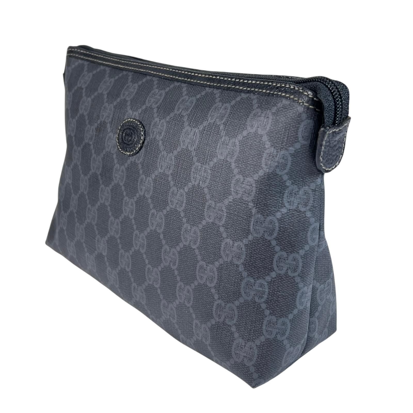 Gucci Vintage GG Plus Gray Black Clutch Gold 156.01.045 — view 4