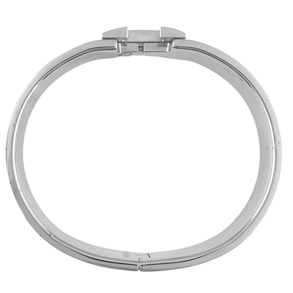 Hermes Clic H Enamel Light Blue Bangle Silver Bracelet — view 6