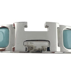 Hermes Clic H Enamel Light Blue Bangle Silver Bracelet — view 5
