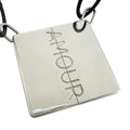 Hermes Amour Symbol Pendant Leather Metal Silver Black Necklace