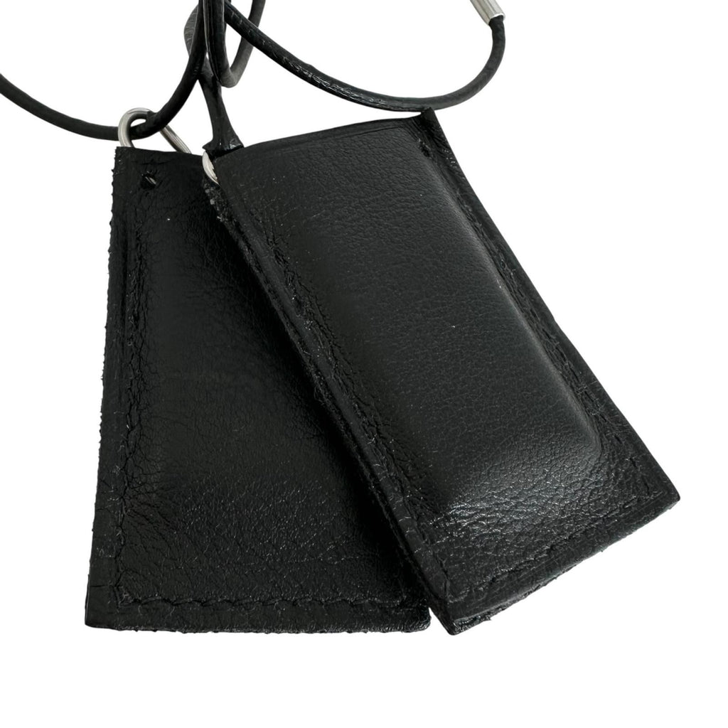 Hermes Amour Symbol Pendant Leather Metal Silver Black Necklace — view 8