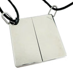 Hermes Amour Symbol Pendant Leather Metal Silver Black Necklace — view 2