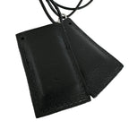 Hermes Amour Symbol Pendant Leather Metal Silver Black Necklace — view 7