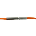 Hermes Symbol Pendant Leather Metal Orange Silver Necklace — view 4