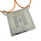 Hermes Symbol Pendant Leather Metal Orange Silver Necklace