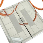 Hermes Symbol Pendant Leather Metal Orange Silver Necklace — view 5