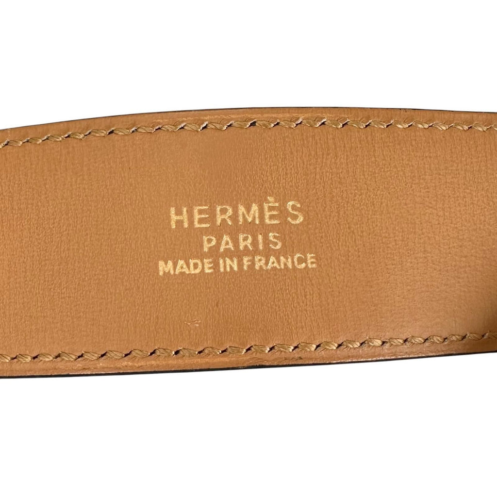 Hermes Leather Brown Black Bangle Gold Bracelet — view 7