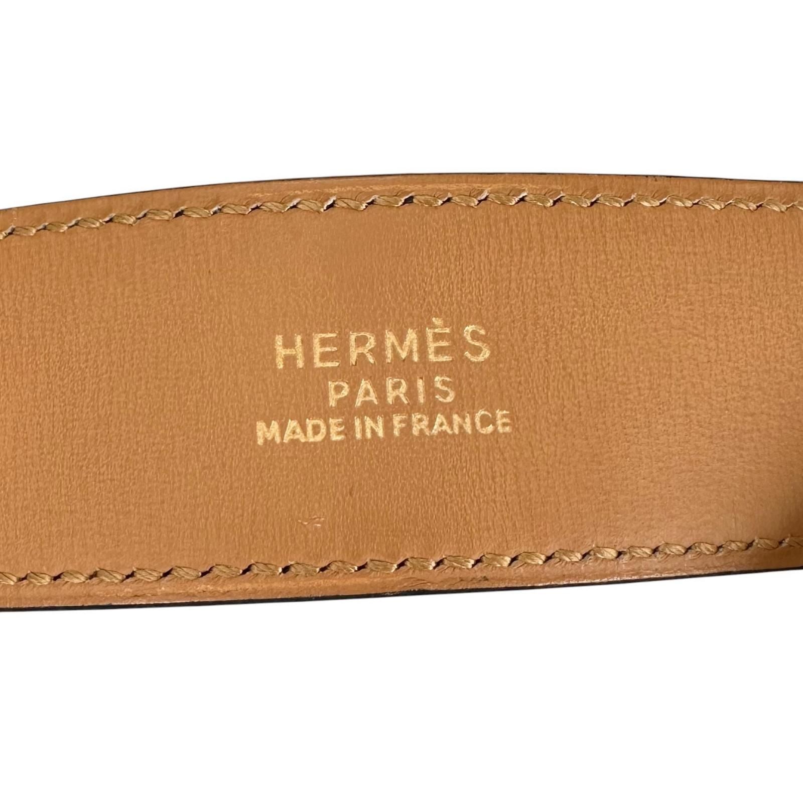 Hermes Leather Brown Black Bangle Gold Bracelet — view 7