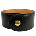 Hermes Leather Brown Black Bangle Gold Bracelet — view 3