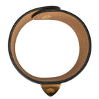 Hermes Leather Brown Black Bangle Gold Bracelet — view 2