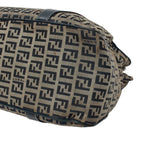 Fendi Zucchino Pattern Kiss Lock Leather Canvas Navy Tote Silver — view 5