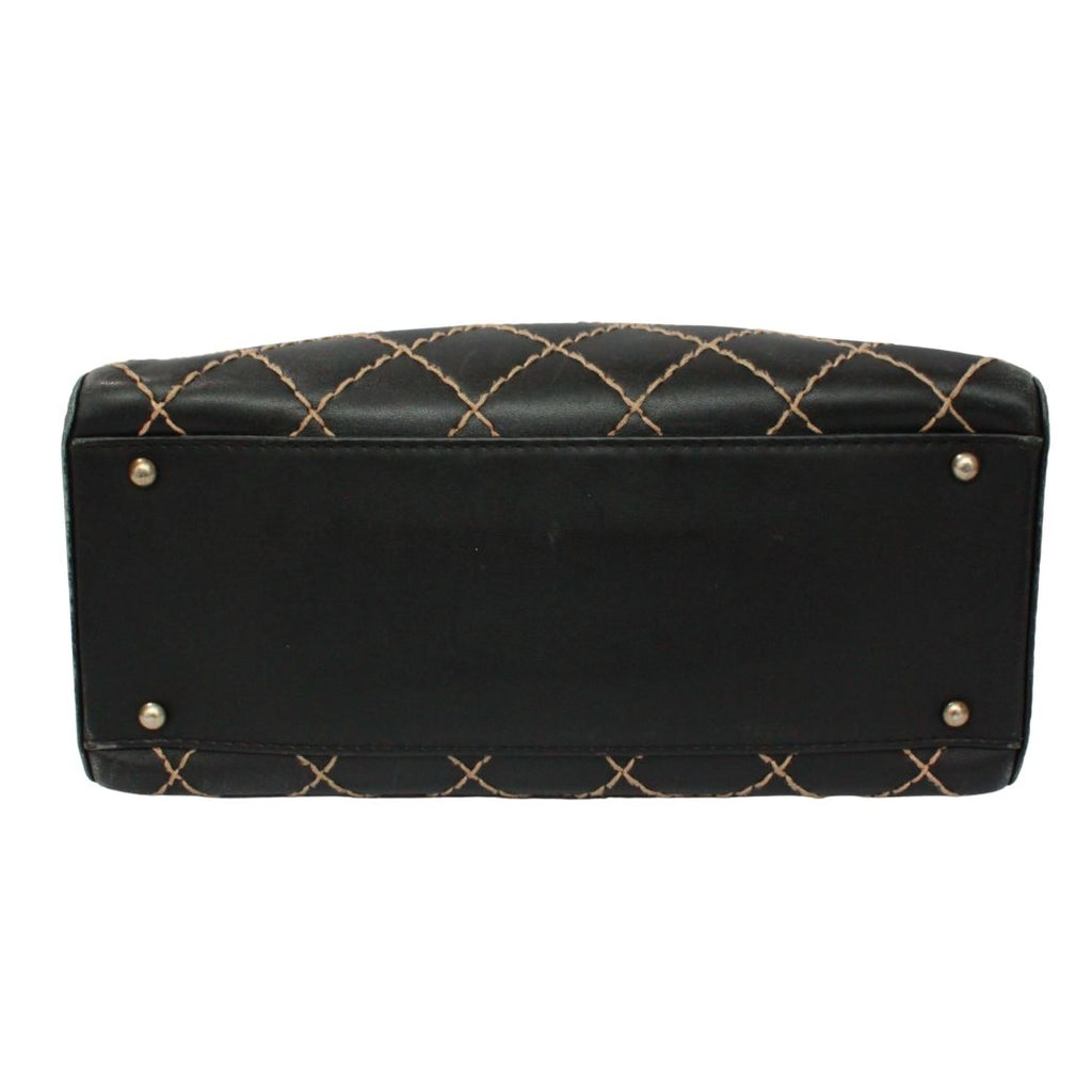 Chanel Wild Stitch Leather Black Handbag Silver — view 4