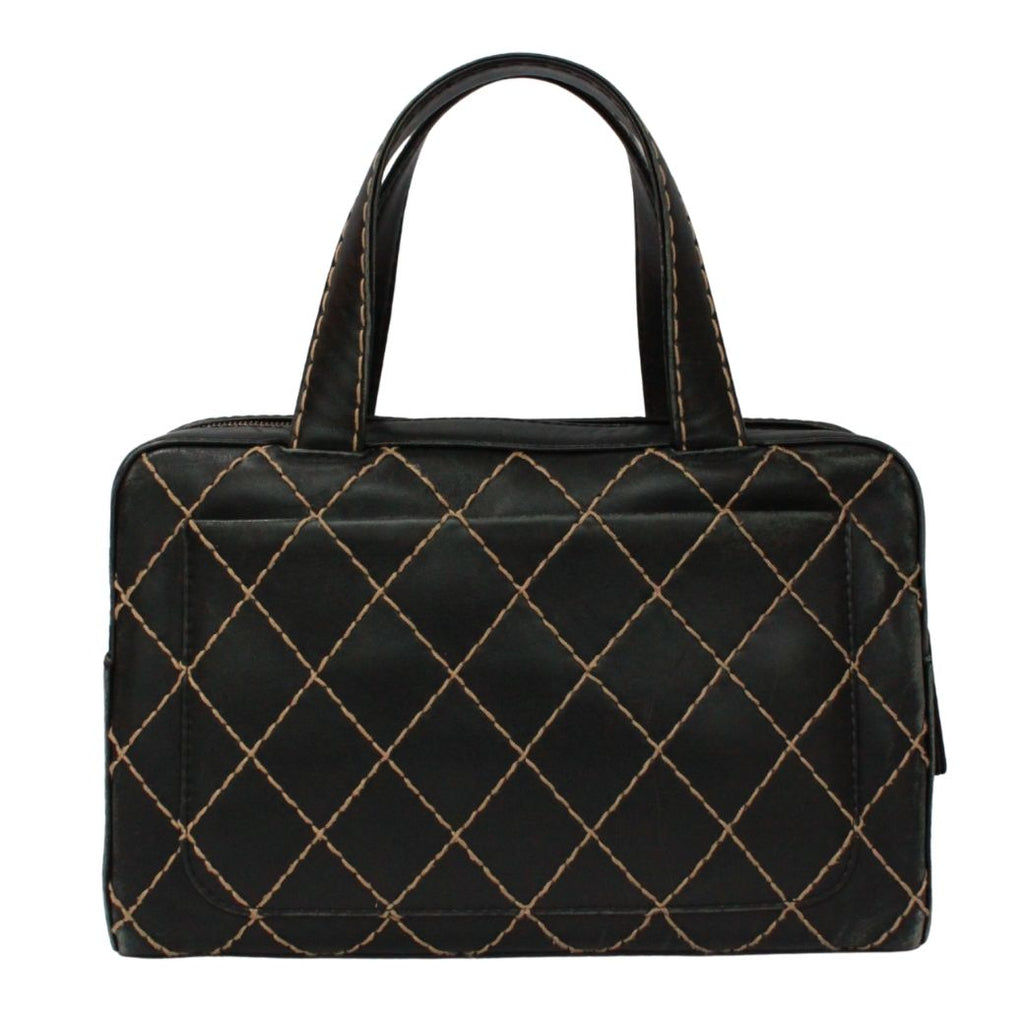 Chanel Wild Stitch Leather Black Handbag Silver — view 3