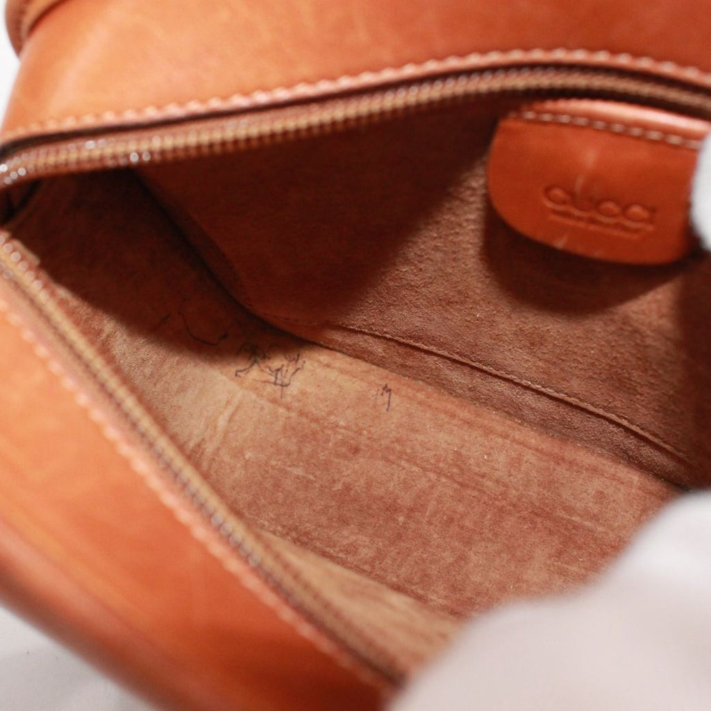 Gucci Vintage Sherry Line Leather Brown Shoulder Bag Gold — view 9