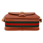 Gucci Vintage Sherry Line Leather Brown Shoulder Bag Gold — view 4