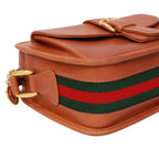 Gucci Vintage Sherry Line Leather Brown Shoulder Bag Gold — view 6
