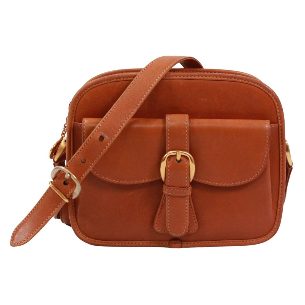 Gucci Vintage Sherry Line Leather Brown Shoulder Bag Gold