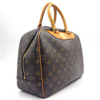 Louis Vuitton Deauville Bowling Vanity Monogram Leather Brown Light Handbag Gold