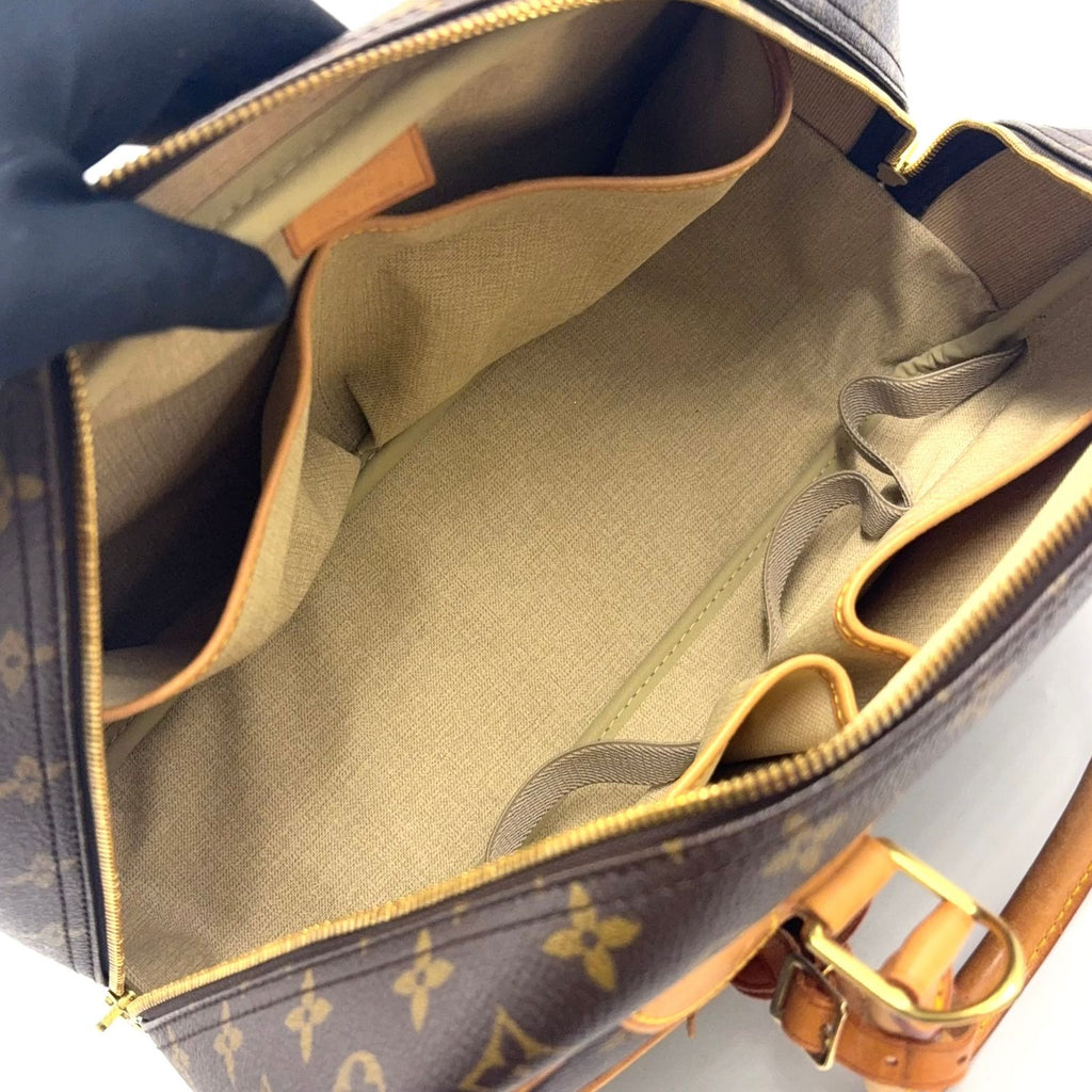 Louis Vuitton Deauville Bowling Vanity Monogram Leather Brown Light Handbag Gold