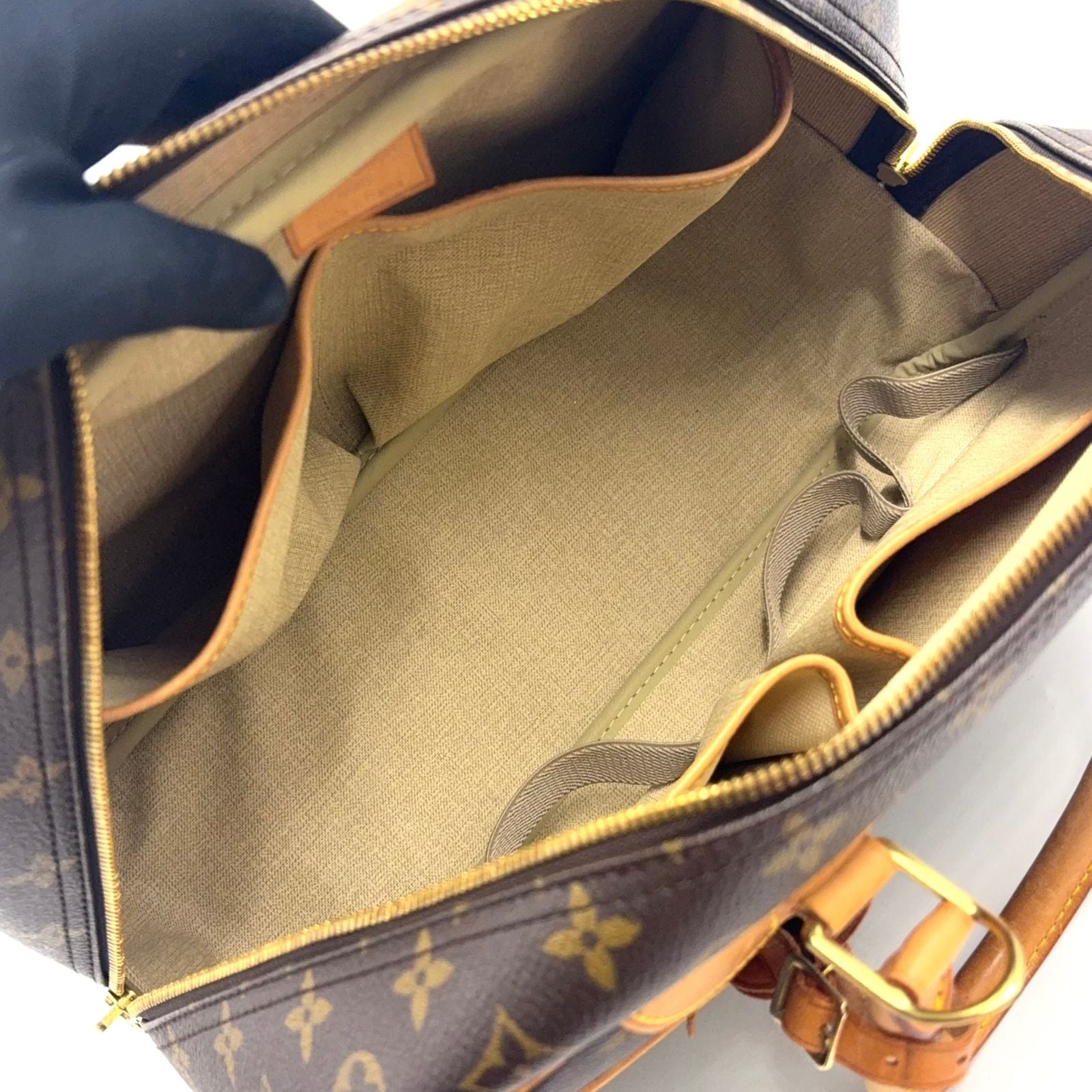 Louis Vuitton Deauville Bowling Vanity Monogram Leather Brown Light Handbag Gold