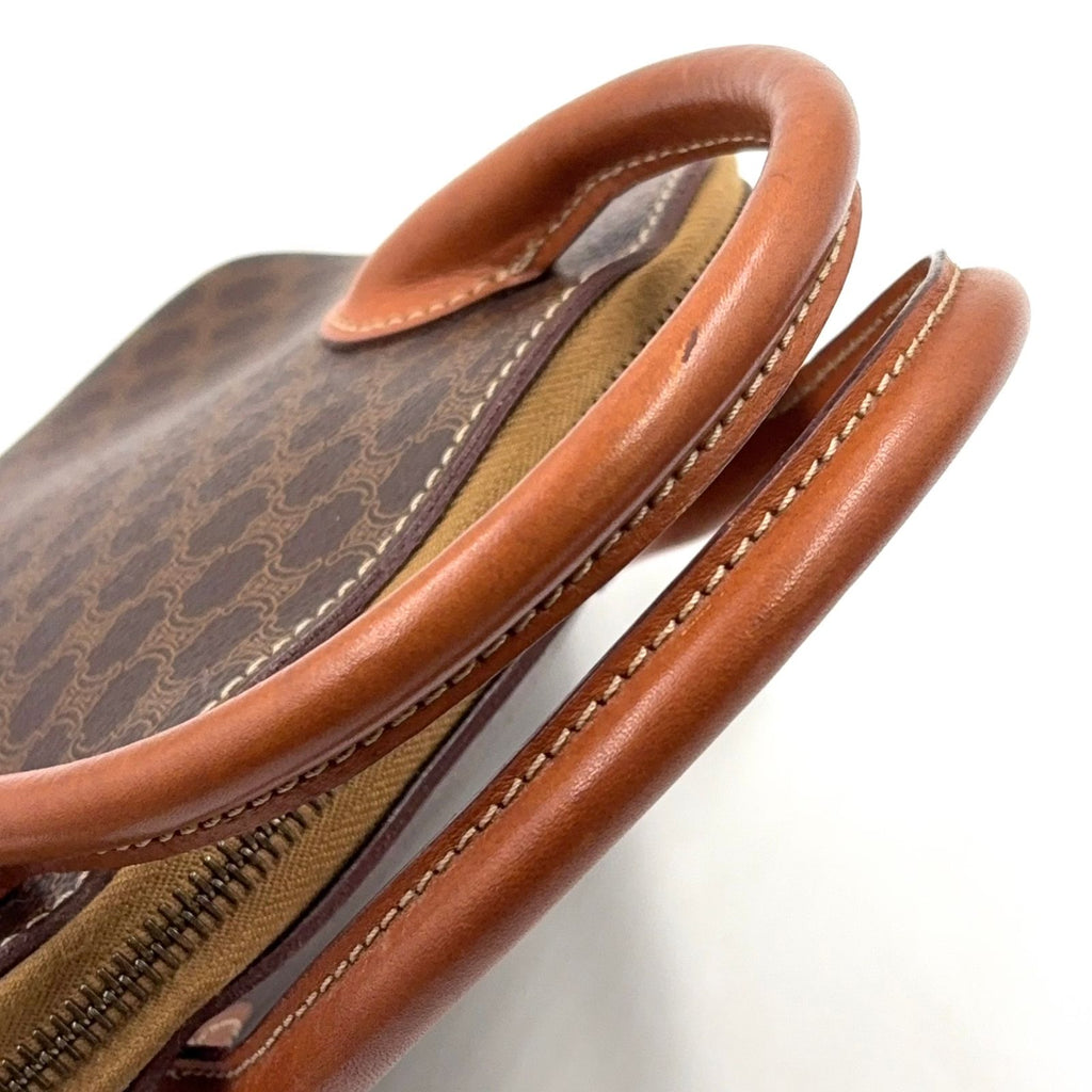 Celine Macadam Pattern Half Moon Leather Brown Light Handbag Gold — view 7