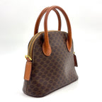 Celine Macadam Pattern Half Moon Leather Brown Light Handbag Gold — view 2