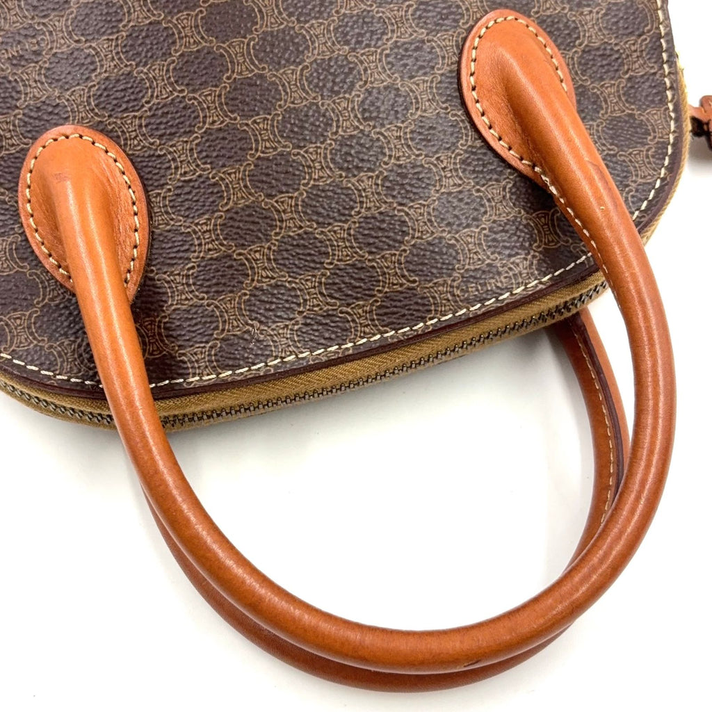 Celine Macadam Pattern Half Moon Leather Brown Light Handbag Gold — view 6