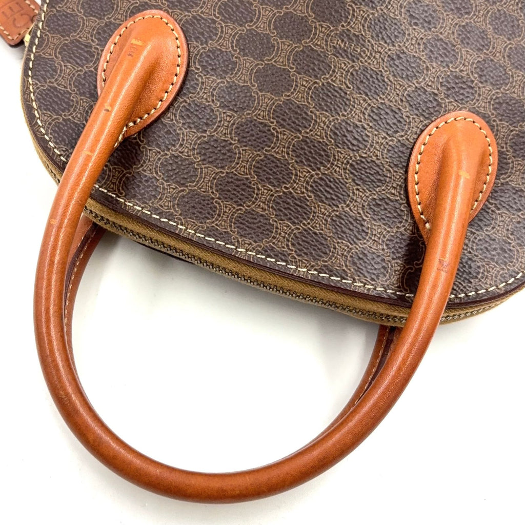 Celine Macadam Pattern Half Moon Leather Brown Light Handbag Gold — view 5