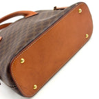 Celine Macadam Pattern Half Moon Leather Brown Light Handbag Gold — view 8