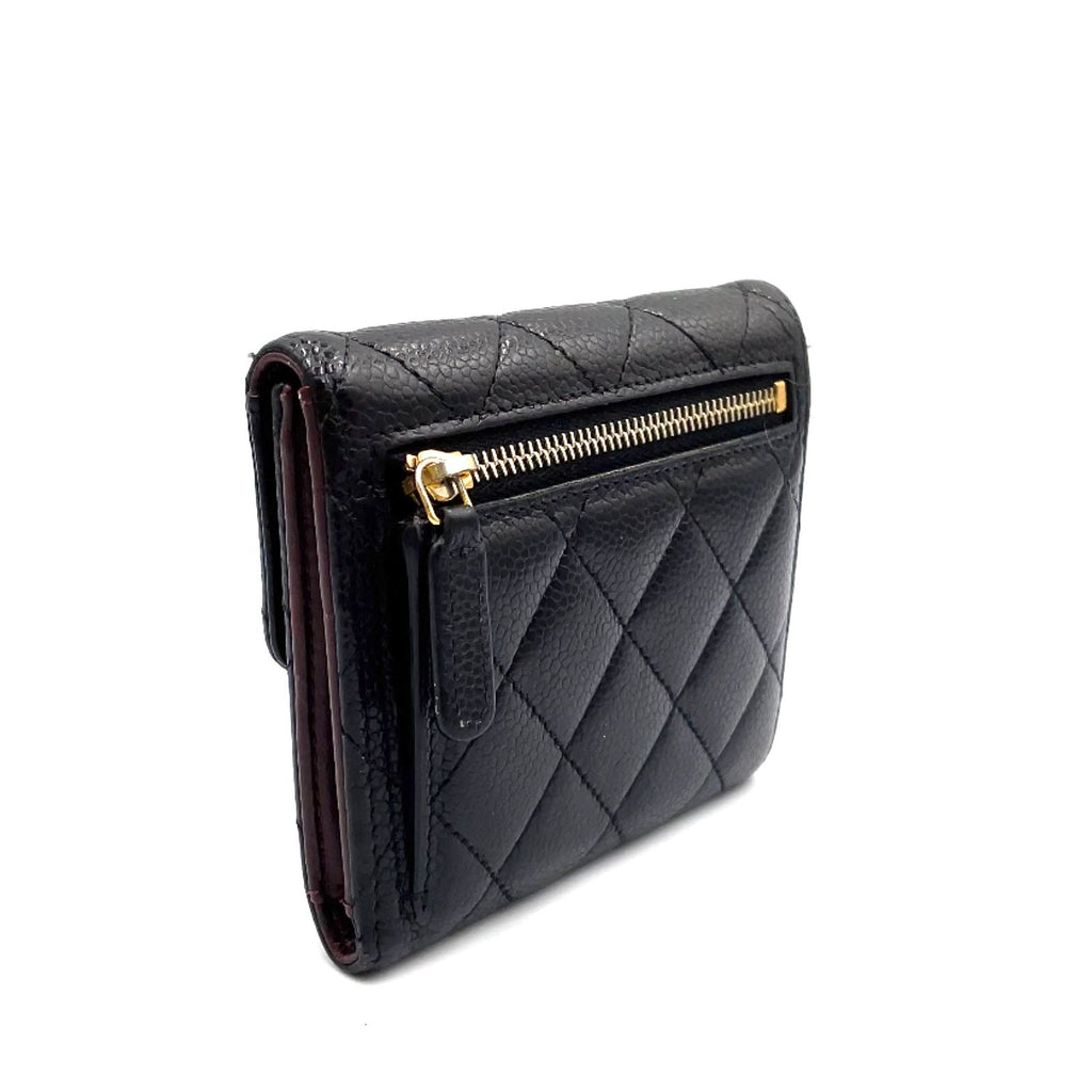 Chanel Classic Small Flap Wallet Random Caviar Leather Black Trifold Gold — view 2