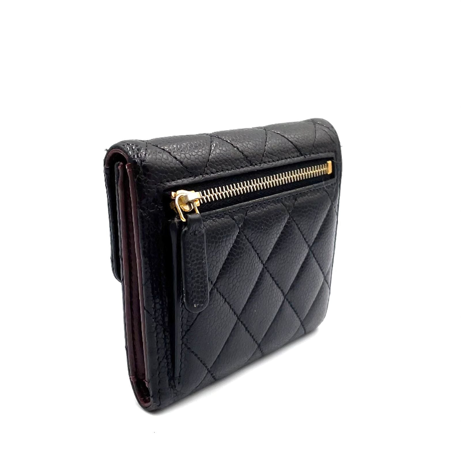Chanel Classic Small Flap Wallet Random Caviar Leather Black Trifold Gold — view 2