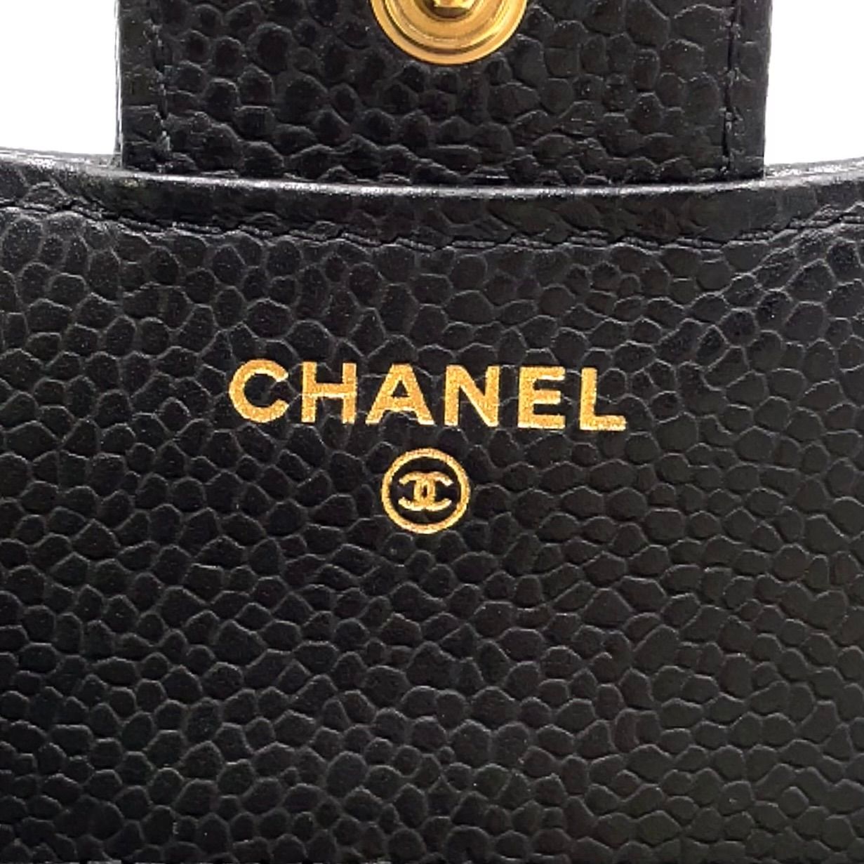 Chanel Classic Small Flap Wallet Random Caviar Leather Black Trifold Gold — view 4