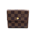 Louis Vuitton Portefeuille Elise Damier Ebene Leather Brown Hook Wallet Gold