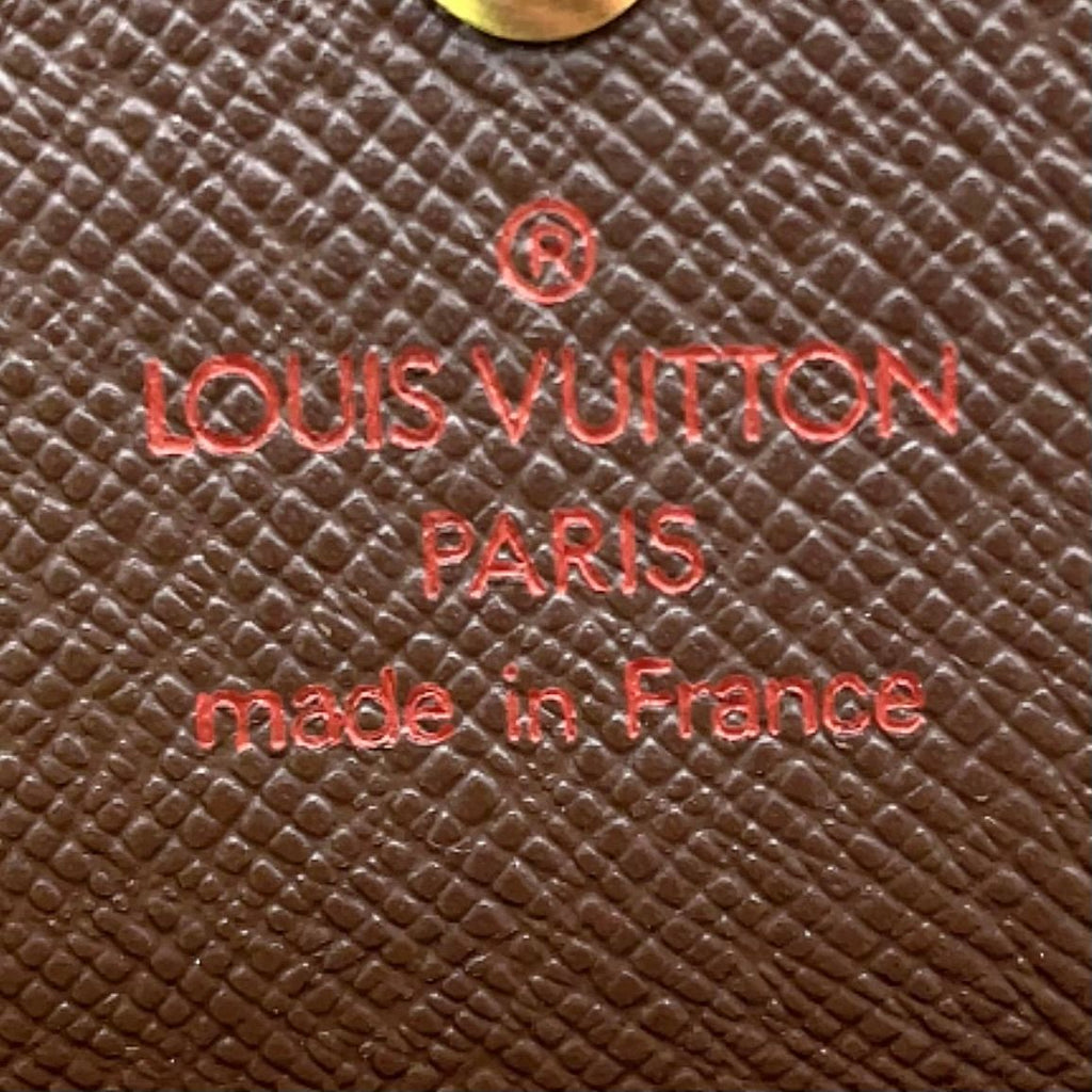 Louis Vuitton Portefeuille Elise Damier Ebene Leather Brown Hook Wallet Gold — view 4
