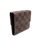 Louis Vuitton Portefeuille Elise Damier Ebene Leather Brown Hook Wallet Gold — view 2