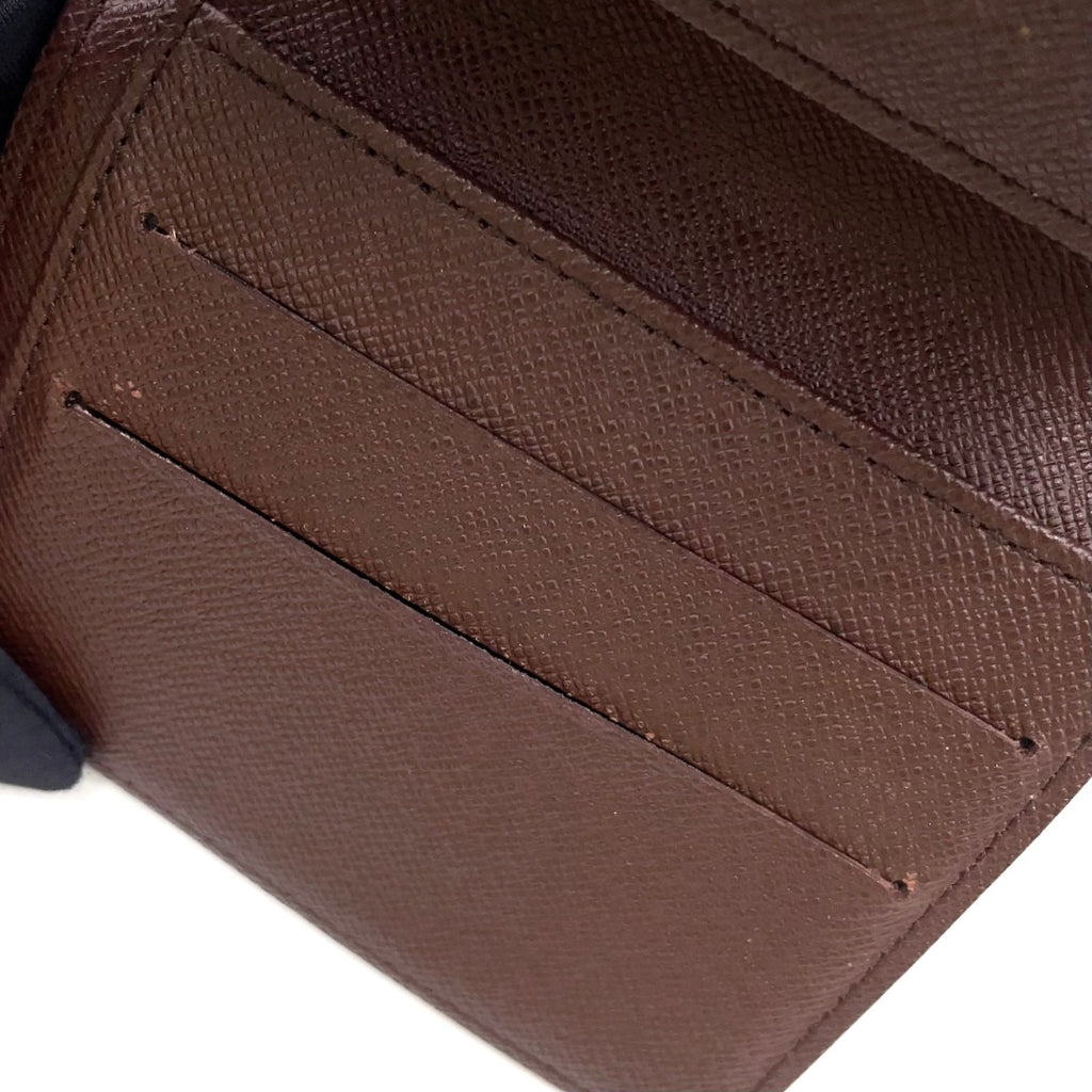 Louis Vuitton Portefeuille Elise Damier Ebene Leather Brown Hook Wallet Gold — view 9