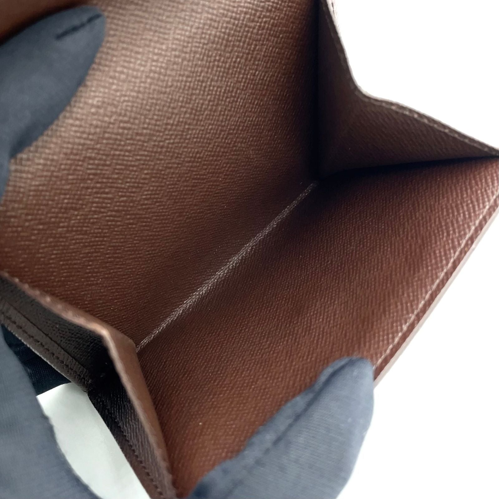 Louis Vuitton Portefeuille Elise Damier Ebene Leather Brown Hook Wallet Gold — view 3