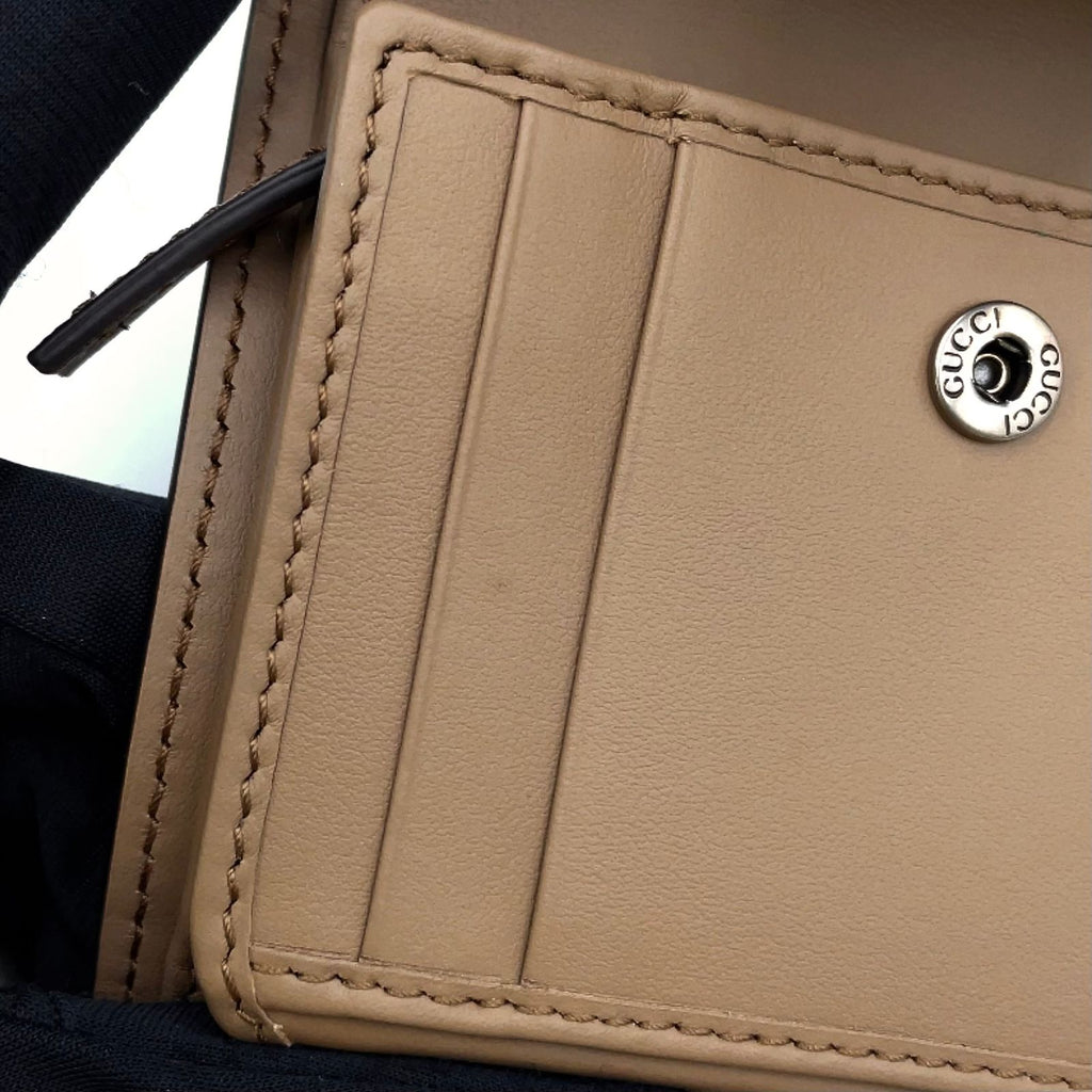 Gucci Dionysus GG Supreme Leather Beige Trifold Wallet Silver — view 7