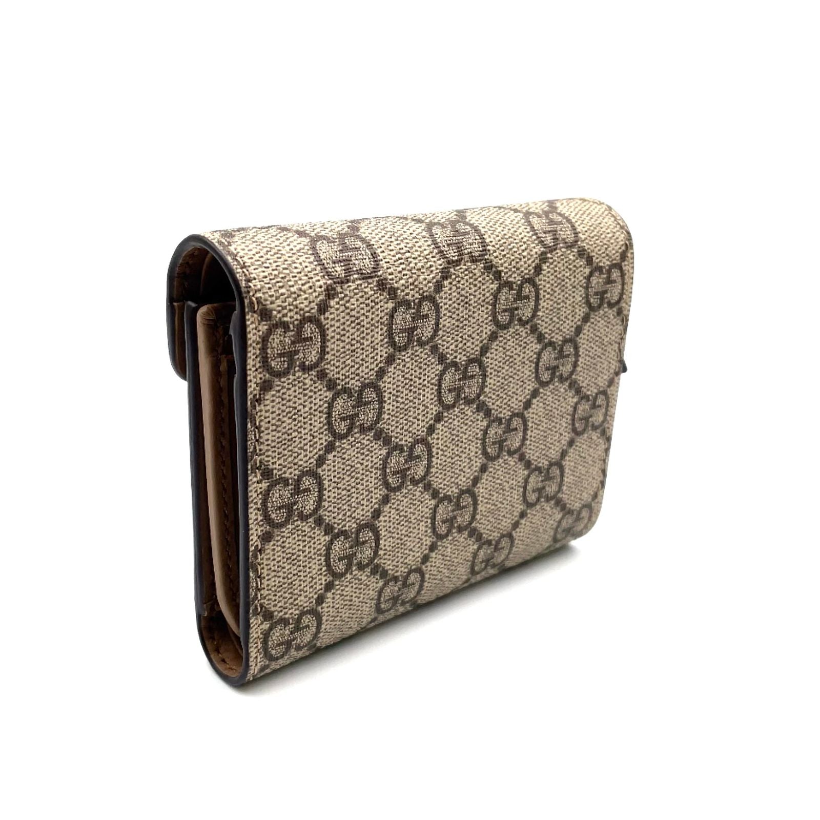 Gucci Dionysus GG Supreme Leather Beige Trifold Wallet Silver — view 2