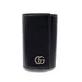 Gucci GG Marmont Leather Black Key Case Silver Key Holder