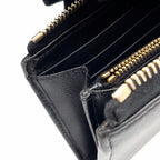 Prada Saffiano Metal Logo Zip Around Leather Black Wallet Gold — view 7