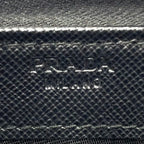 Prada Saffiano Metal Logo Zip Around Leather Black Wallet Gold — view 4