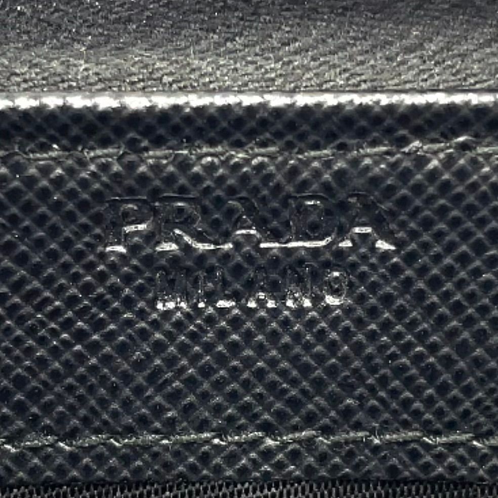 Prada Saffiano Metal Logo Zip Around Leather Black Wallet Gold — view 4