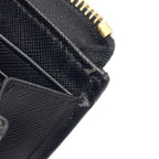 Prada Saffiano Metal Logo Zip Around Leather Black Wallet Gold — view 8