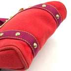 Louis Vuitton Cabas PM Antigua Leather Canvas Purple Light Brown Red Tote Gold — view 9