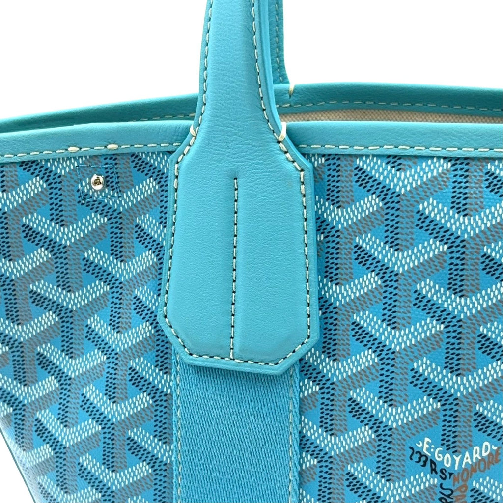 Goyard Bella PM Leather Turquoise Blue Tote Silver — view 7